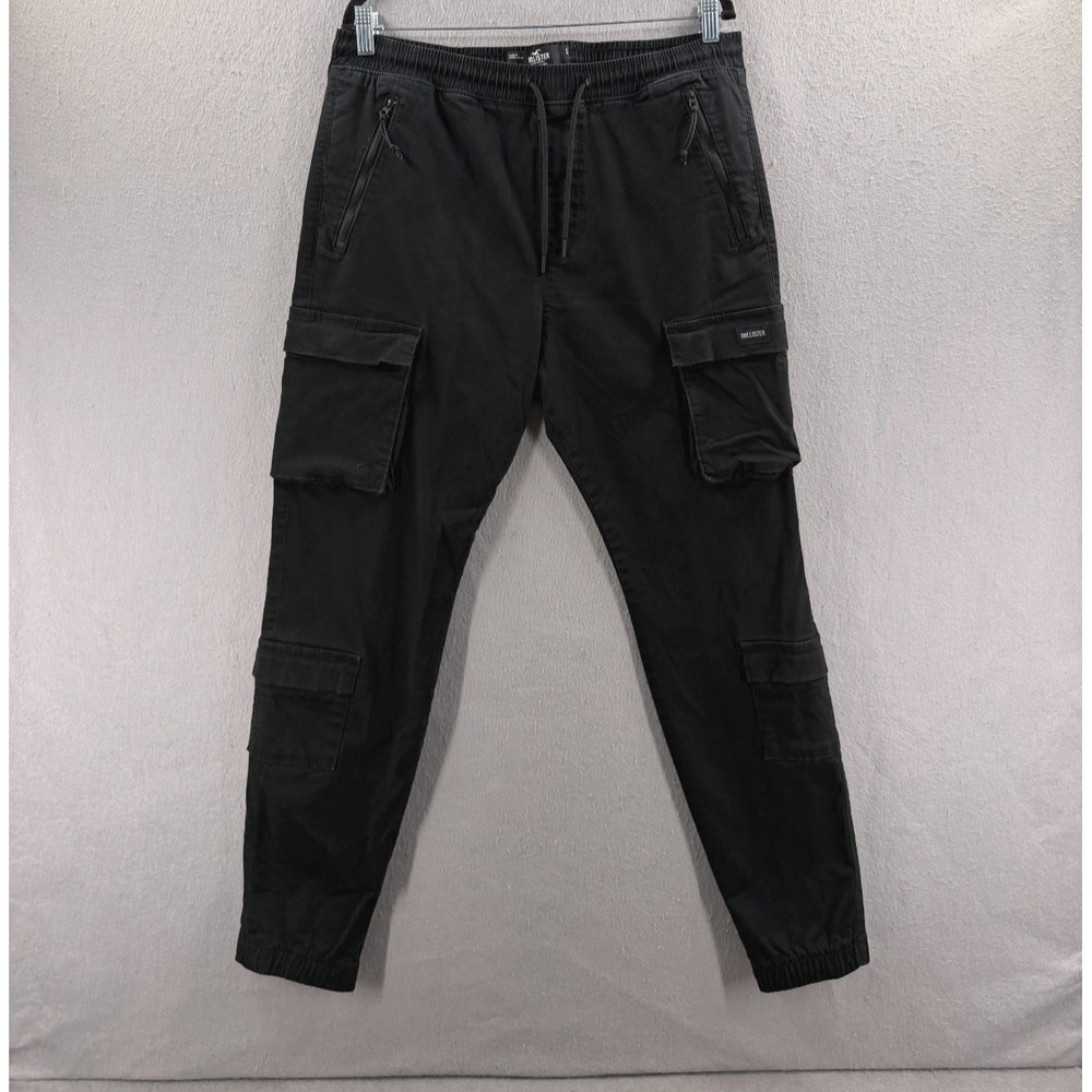 Hollister Cargo Jogger Pants Mens L Black Advanced Stretch Gorpcore Streetwear